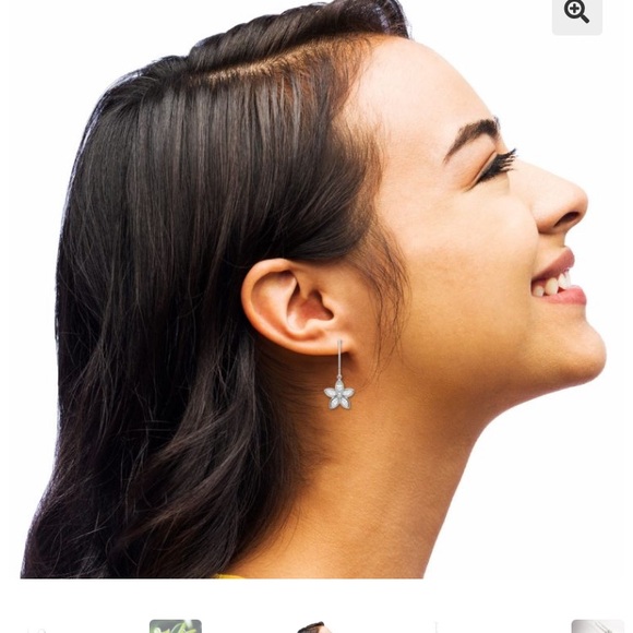 Kaimana Plumeria Leverback Earrings in Sterling Silver, 2.00ct - Picture 3 of 6